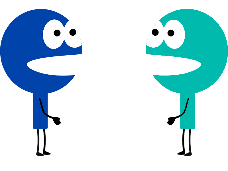 Espai verde señalando a espai azul que a su vez señala a espai verde